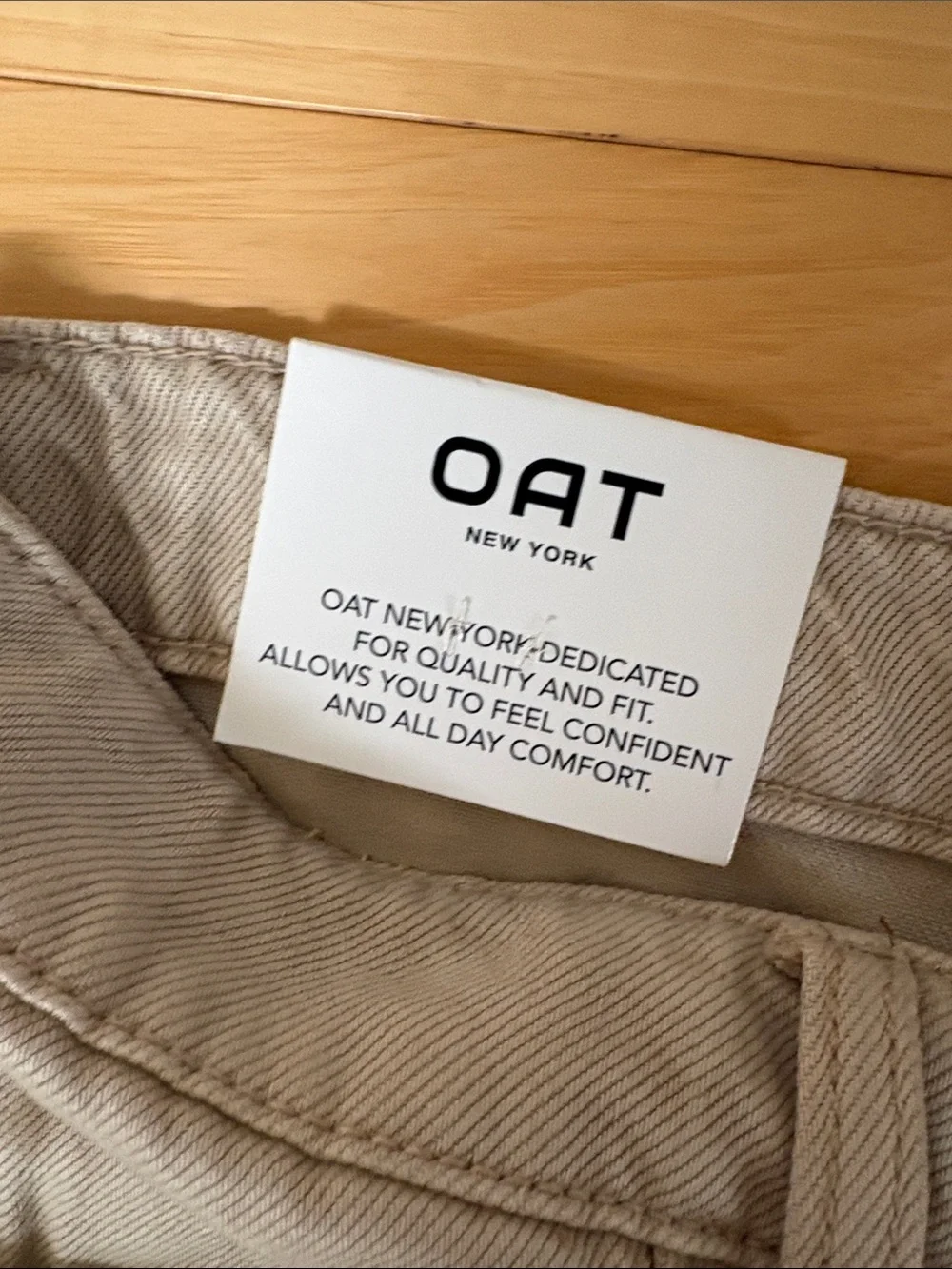 NWT Oat New York High Rise Mini Flare Jeans in Light Beige Size 10/30